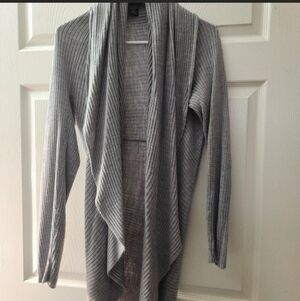 Women's Gray Ribbed Cardigan